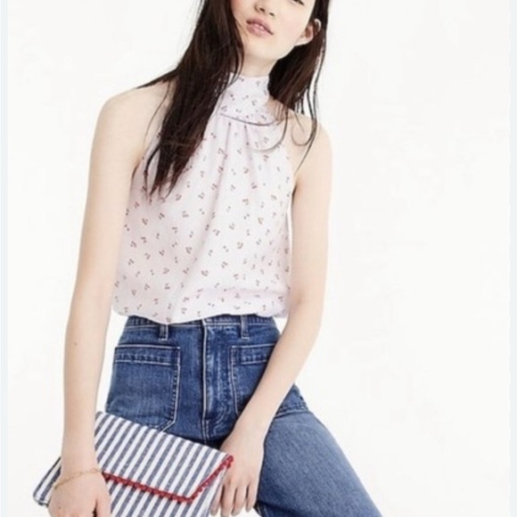 J. Crew Cherry Print Halter Top - Picture 1 of 9